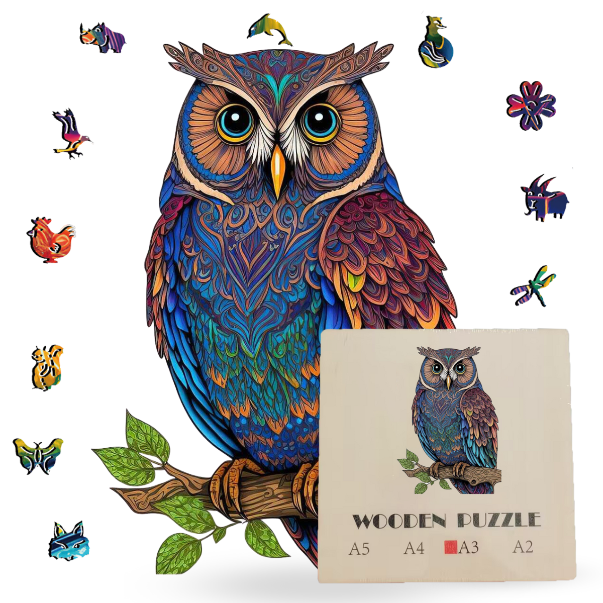 Puzzle en bois en forme de hibou enchanteur - Cadeau parfait