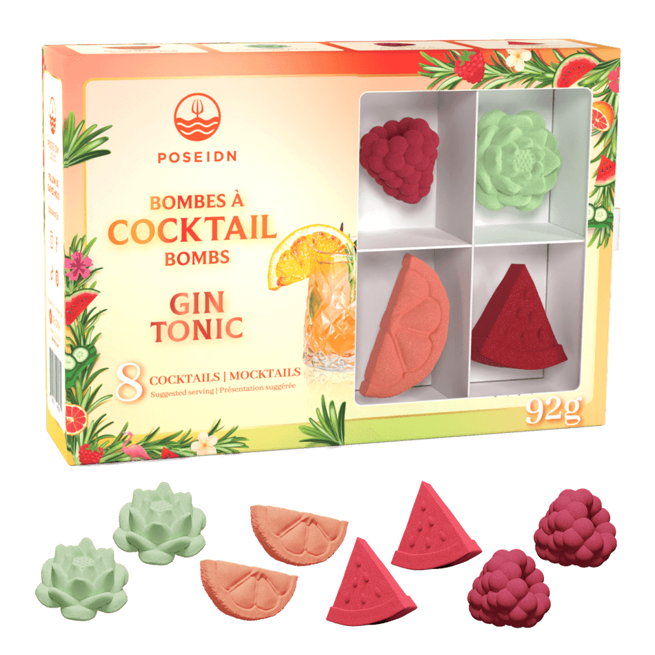 Coffret Gin Variété de 8 Bombes à Cocktail Poseidn (116g)