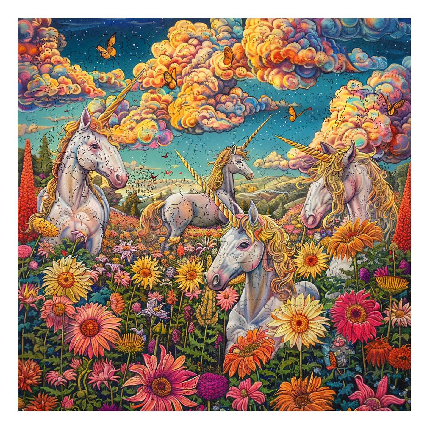 Puzzle en bois Unicorn Utopia, 300 pièces