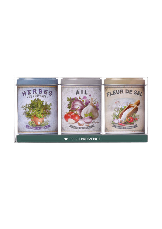 Coffret Herbes de Provence, ail, et Fleur de Sel Esprit de Provence 46g
