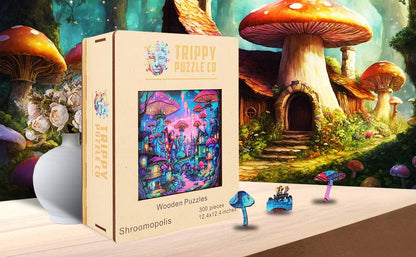 Puzzle en bois pour adulte Shroomopolis, 300 pièces