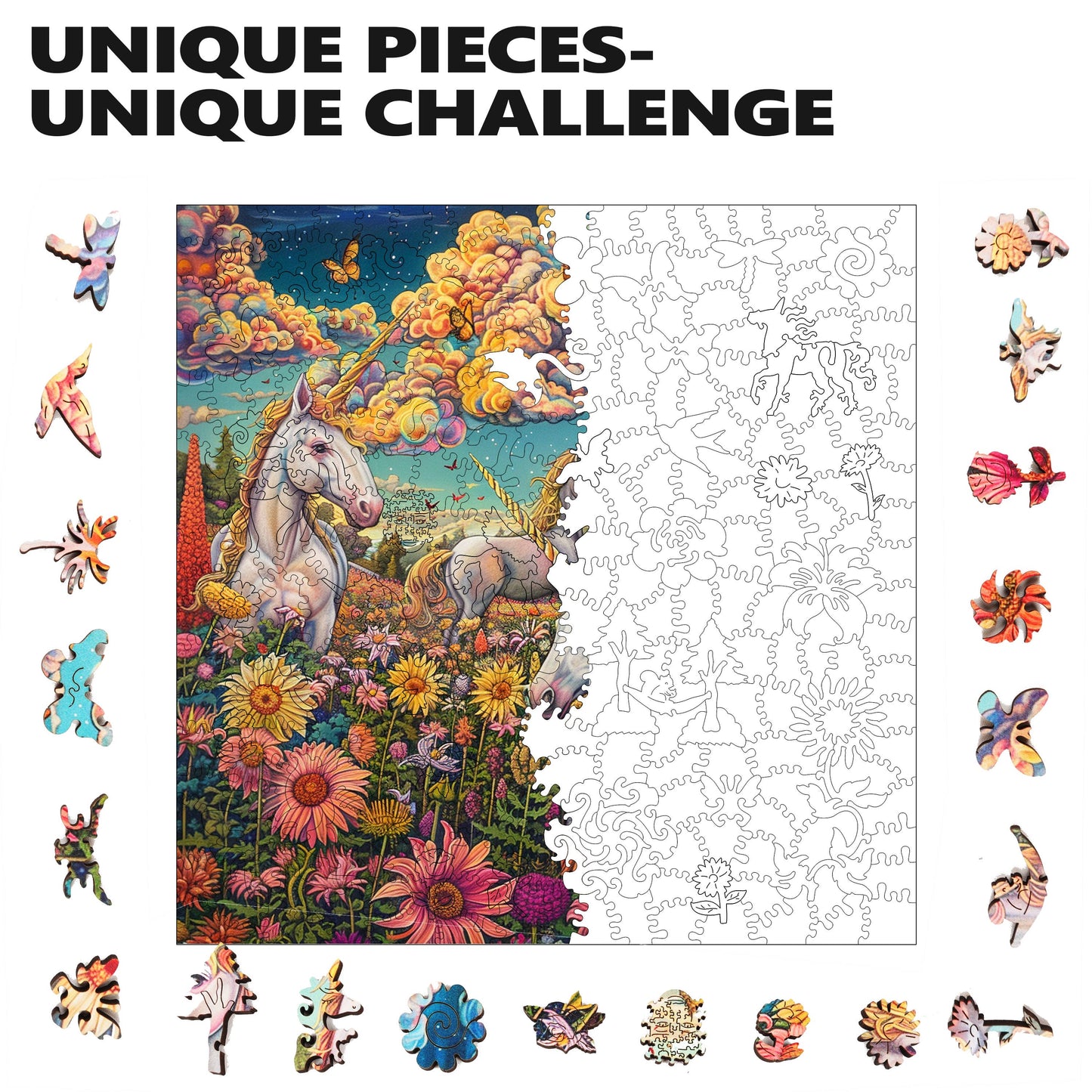 Puzzle en bois Unicorn Utopia, 300 pièces